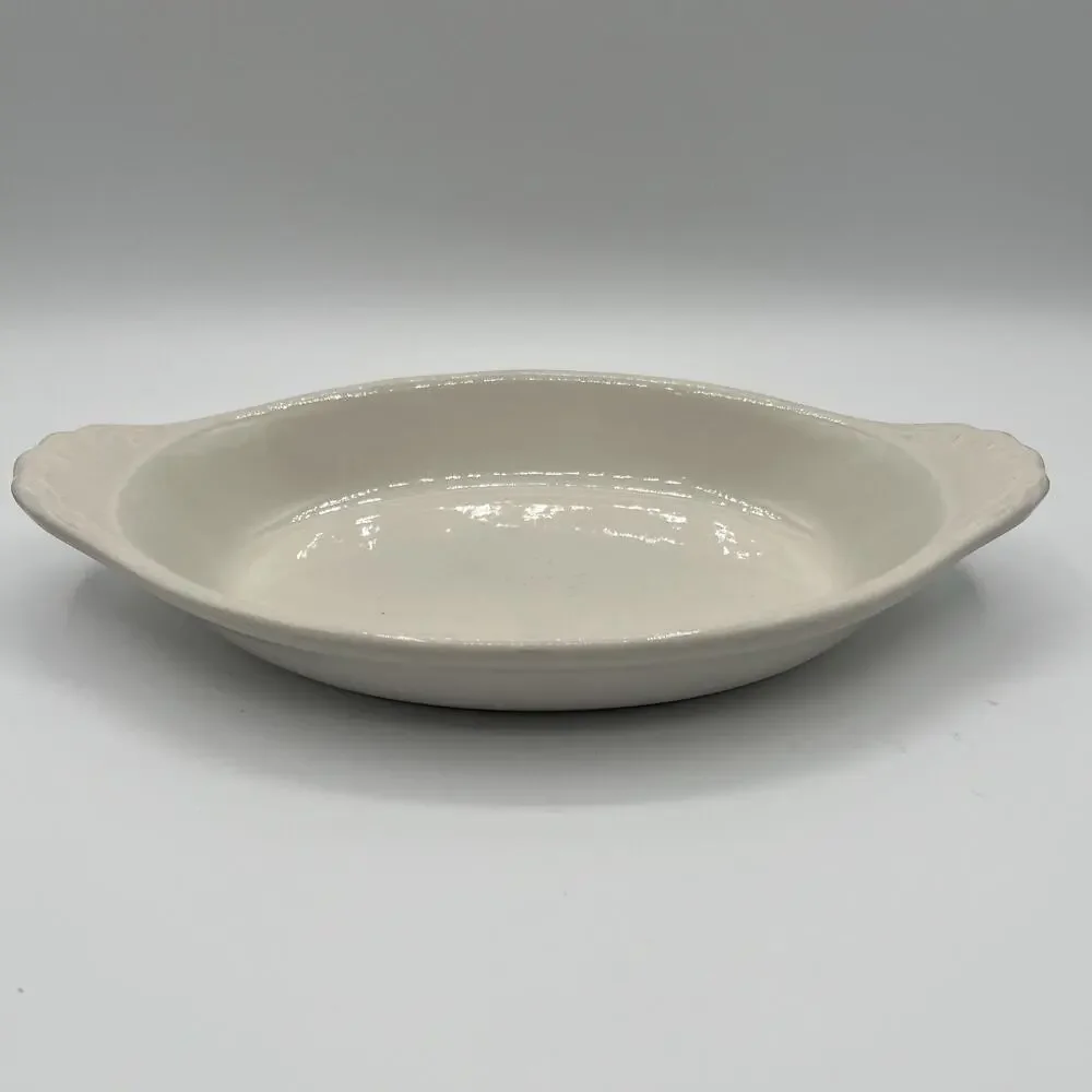 Vintage Syscoware White Ceramic Oval Au Gratin Baking Dish with Handles #5337258